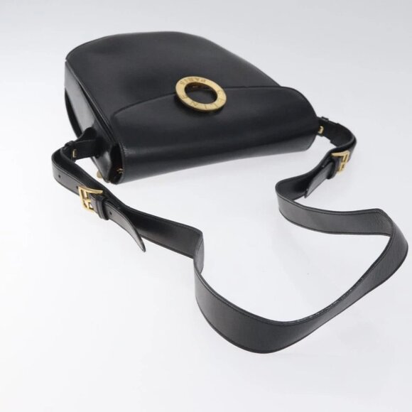 CELINE Shoulder Bag Leather Black Gold Auth - Picture 8 of 16